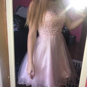 pink homecoming, prom, or formal dress